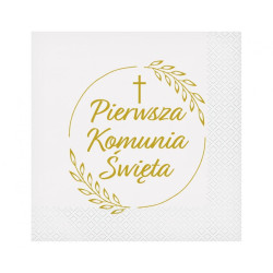 Serwetki Pierwsza Komunia Święta (kłosy), certyfikat FSC, 33x33 cm/ 20 szt.