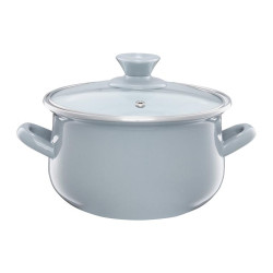 Garnek emaliowany z pokrywką Pyza szary 14 cm 1,25 l EMALIA OLKUSZ