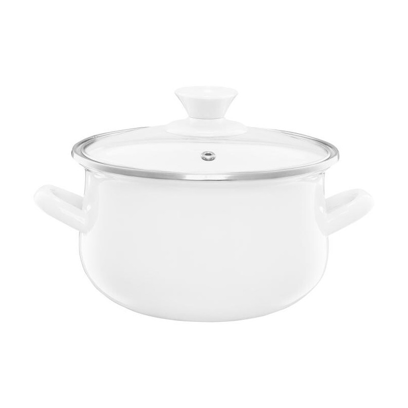 Garnek emaliowany z pokrywką Pyza kremowy 18 cm 2,9 l EMALIA OLKUSZ