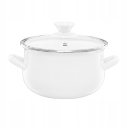 Garnek emaliowany z pokrywką Pyza kremowy 20 cm 3,8 l EMALIA OLKUSZ