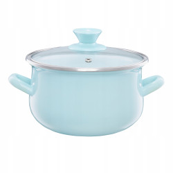 Garnek emaliowany z pokrywką Pyza miętowy 20 cm 3,8 l EMALIA OLKUSZ