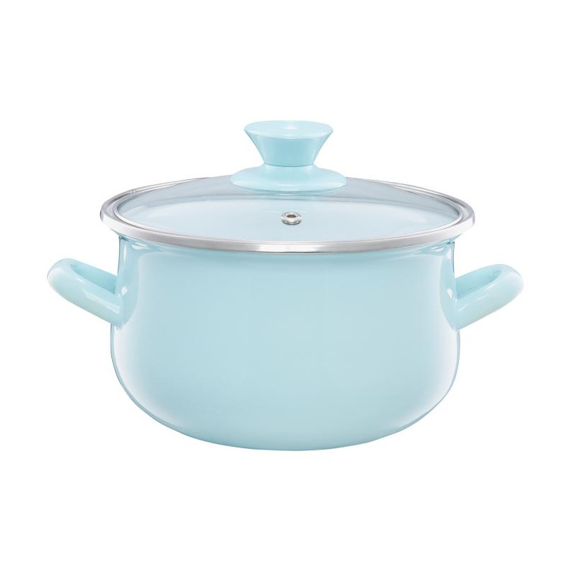 Garnek emaliowany z pokrywką Pyza miętowy 22 cm 5 l EMALIA OLKUSZ