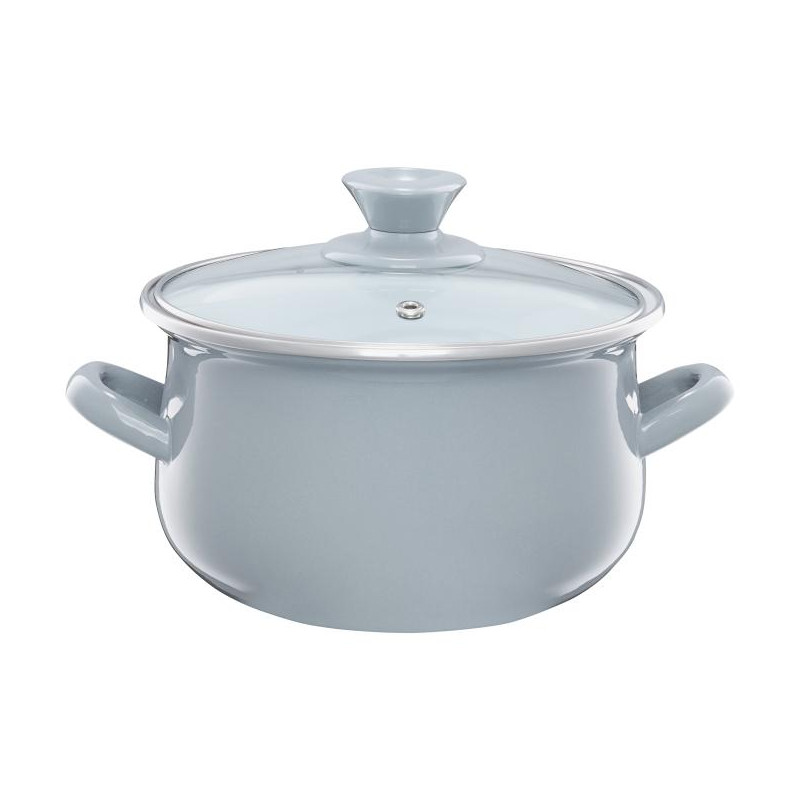 Garnek emaliowany z pokrywką Pyza szary 22 cm 5 l EMALIA OLKUSZ