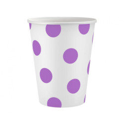Kubeczki pap. Groszki, lawendowe, 250 ml, 6 szt.