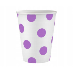 Kubeczki pap. Groszki, lawendowe, 250 ml, 6 szt.