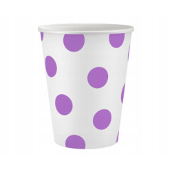Kubeczki pap. Groszki, lawendowe, 250 ml, 6 szt.