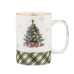 Kubek świąteczny porcelanowy New Bone China Altom Design Świąteczne Drzewko Choinka 380 ml