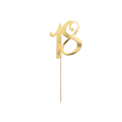Topper na tort 18 złoty 20.5cm