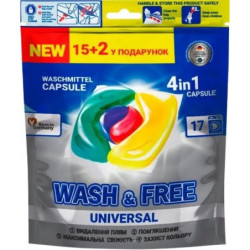 WASH FREE Kapsułki do prania 4 in 1 17 szt