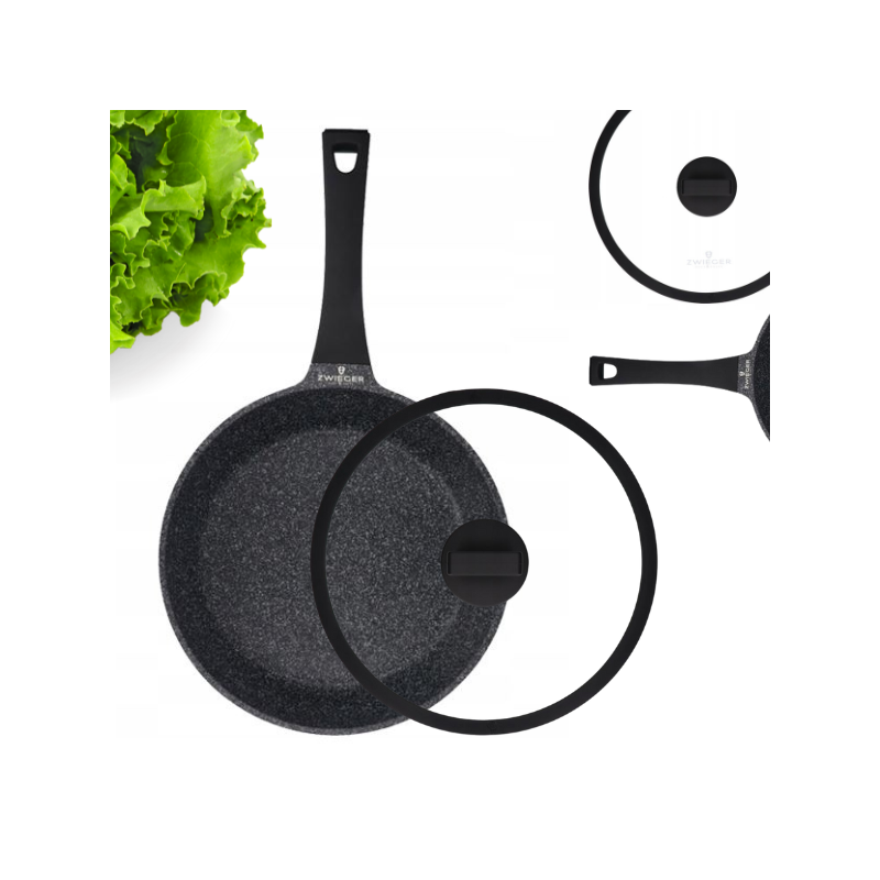 ZWIEGER PATELNIA BLACK STONE 28 CM INDUKCJA GREBLON  POKRYWKA ZWIEGER