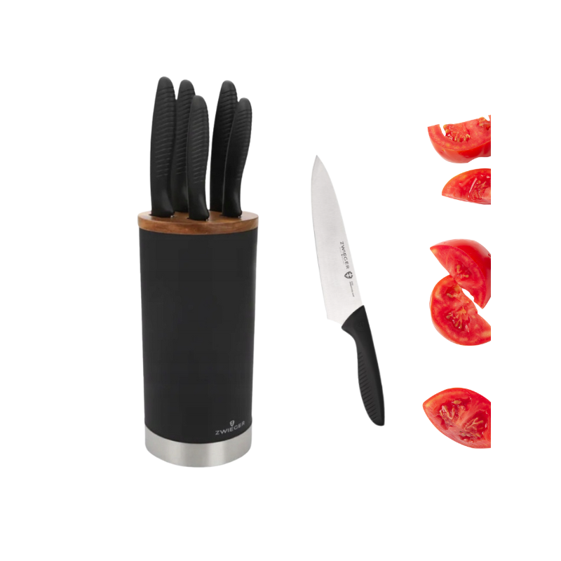 Zestaw noży w bloku Zwieger Rocca Stal nierdzewna Uchwyt soft touch 5 sztuk