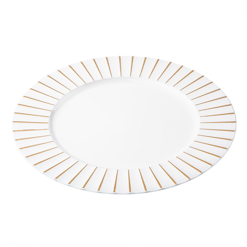 Podkładka pod talerz podtalerz Altom Design karbowana biala ze zlota linia 32,5cm