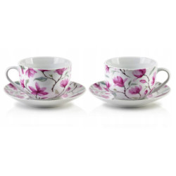 PREZENT KOMPLET FILIŻANEK ZE SPODKIEM 2 SZT. PORCELANA