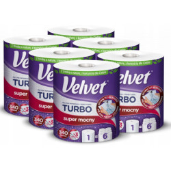 VELVET RĘCZNIK PAPIEROWY KUCHENNY TURBO SUPER MOCNY BIAŁY CHŁONNY 3 WARSTWY