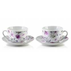 PREZENT KOMPLET FILIŻANEK ZE SPODKIEM 2 SZT. PORCELANA