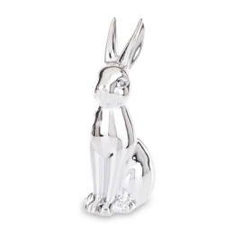 FIGURKA Królik Ceramiczny Srebrny 19 cm