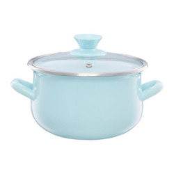 Garnek emaliowany z pokrywką Pyza miętowy 22 cm 5 l EMALIA OLKUSZ