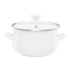 Garnek emaliowany z pokrywką Pyza kremowy 16 cm 2 l EMALIA OLKUSZ