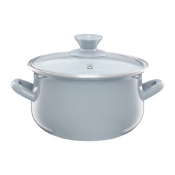 Garnek emaliowany z pokrywką Pyza szary 14 cm 1,25 l EMALIA OLKUSZ