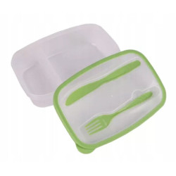 Pojemnik śniadaniowy ze sztućcami zielony LUNCHBOX