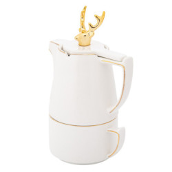 ZESTAW TEA FOR ONE Z ZAPARZACZEM DEK. ZŁOTY JELEŃ