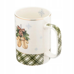 Kubek świąteczny porcelanowy New Bone China Altom Design Świąteczne Drzewko Rękawiczki 380 ml