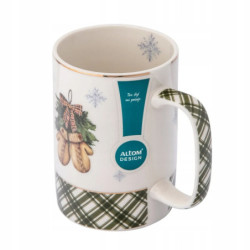 Kubek świąteczny porcelanowy New Bone China Altom Design Świąteczne Drzewko Rękawiczki 380 ml