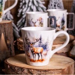 KUBEK ŚWIĄTECZNY PORCELANOWY 480 ML JELEŃ