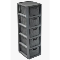 Regał z 5 koszykami Rattan antracytowym BRANQ