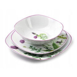 Serwis obiadowy 18 szt. komplet talerzy na 6 osób porcelanowy talerze