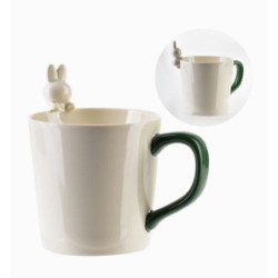 KUBEK PORCELANOWY DUŻY DO KAWY HERBATY BIAŁY Z KRÓLICZKIEM 350ml