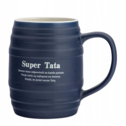 Kubek SUPER TATA do kawy beczułka porcelanowy Altom Design Dzień Ojca 700ml