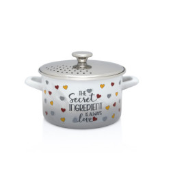 Garnek emaliowany 3,5 l 20 cm z pokrywką cedzak METALAC indukcja