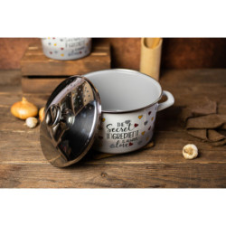 Garnek emaliowany 3,5 l 20 cm z pokrywką cedzak METALAC indukcja