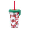 KUBEK Z TWORZYWA ZE SŁOMKą I SILIKONOWą POKRYWKą 500 ML 9X13.5CM DEK. ARBUZ