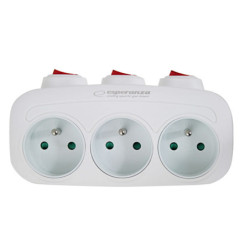 ESPERANZA ROZGAŁĘŹNIK ELEKTRYCZNY 3 GNIAZDA Z WYŁĄCZNIKAMI BIAŁY