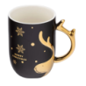 Kubek świąteczny porcelanowy z ozdobnym uchem Altom Design Renifer czarny 400 ml