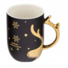 Kubek świąteczny porcelanowy z ozdobnym uchem Altom Design Renifer czarny 400 ml