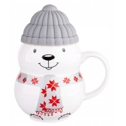Kubek świąteczny porcelanowy z pokrywką Altom Design Niedźwiadek 380 ml