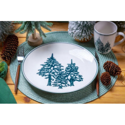 Talerz obiadowy porcelanowy świąteczny Altom Design Szmaragdowy Las 26 cm