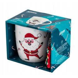 Kubek świąteczny porcelanowy z brelokiem Mikołaj 380 ml opakowanie prezentowe