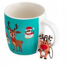 Kubek świąteczny porcelanowy z brelokiem Renifer 380 ml opakowanie prezentowe