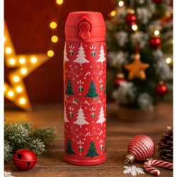 Kubek termiczny świąteczny z ustnikiem termos na kawę Altom Design Choinki 450 ml