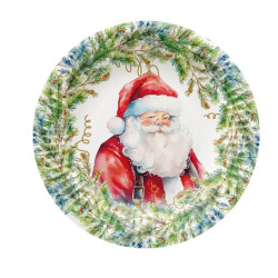 Talerz papierowy okrągły "Santa Claus" śr. 18 cm, 8 szt.
