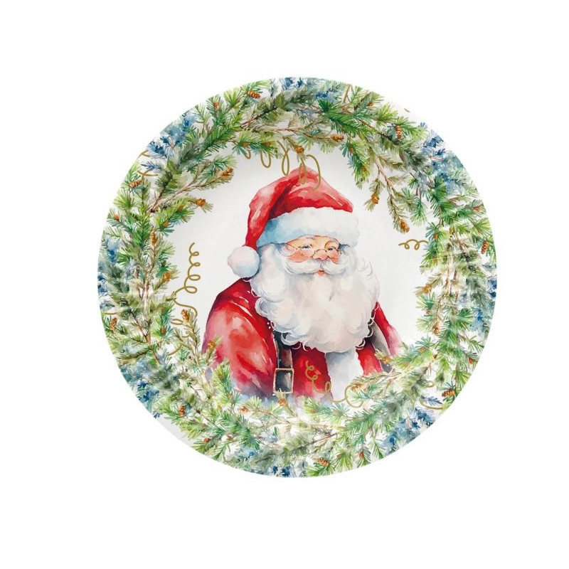 Talerz papierowy okrągły "Santa Claus" śr. 18 cm, 8 szt.
