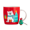 Kubek świąteczny porcelanowy z brelokiem Niedźwiadek 380 ml opakowanie prezentowe
