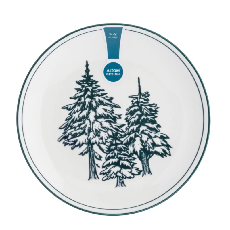 Talerz deserowy porcelanowy świąteczny Altom Design Szmaragdowy Las 20 cm