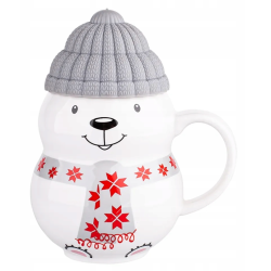 Kubek świąteczny porcelanowy z pokrywką Altom Design Niedźwiadek 380 ml