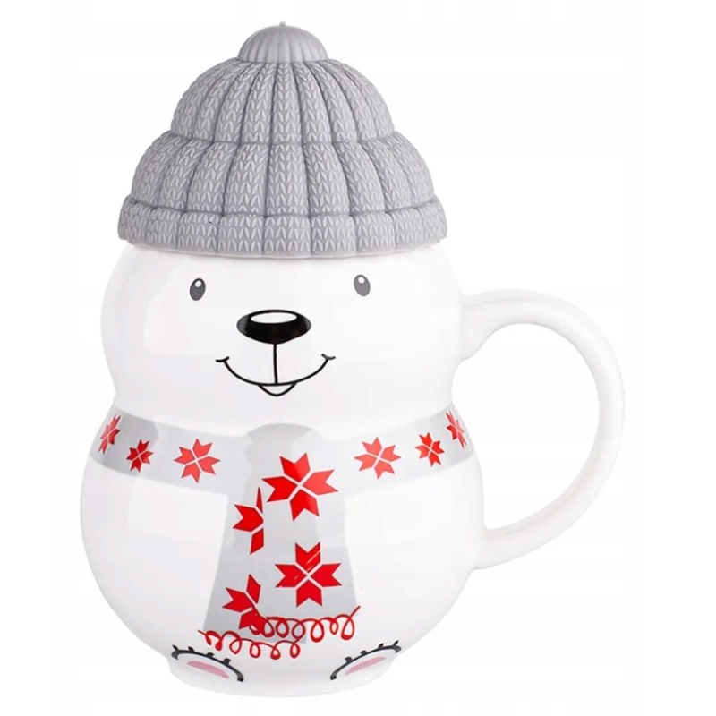 Kubek świąteczny porcelanowy z pokrywką Altom Design Niedźwiadek 380 ml
