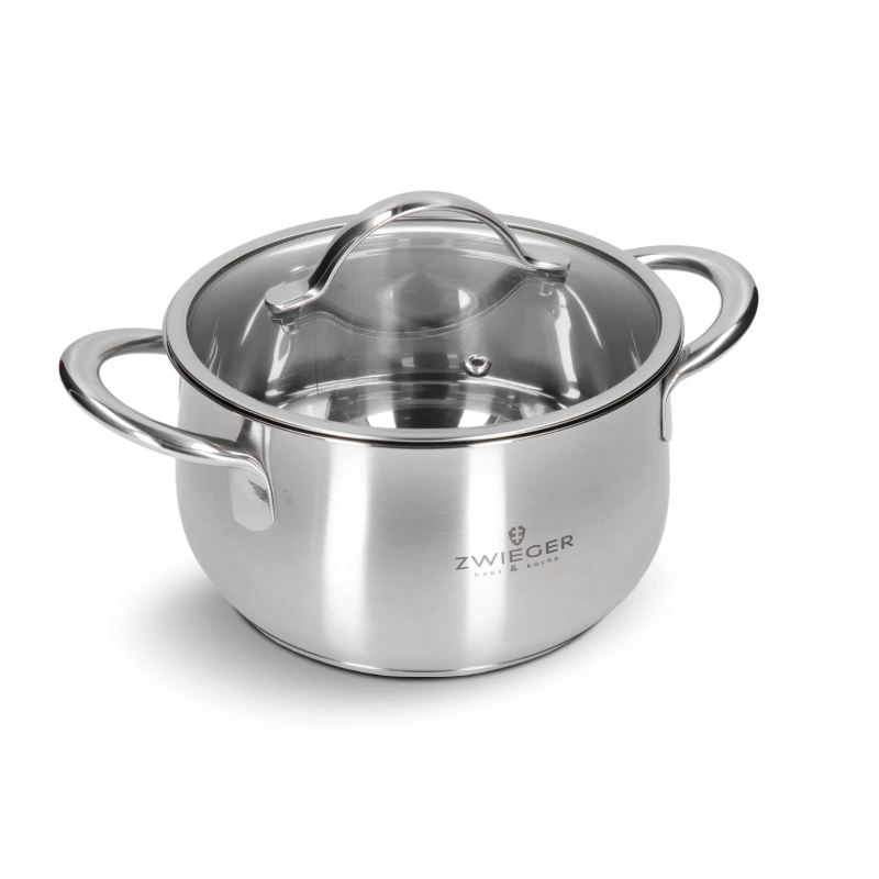 ZWIEGER GARNEK STALOWY Z POKRYWĄ NIEPRZYWIERJĄCY INDUKCJA GAZ 18 CM 2,7 L
